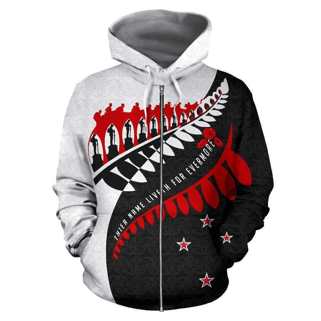 Aotearoa Zip Up Hoodie - Fiveth For Evermore BW HC1108 - Amaze Style™-Apparel