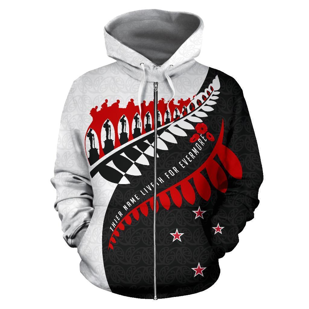 Aotearoa Zip Up Hoodie - Fiveth For Evermore BW HC1108 - Amaze Style™-Apparel