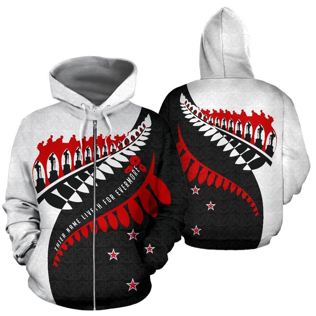 Aotearoa Zip Up Hoodie - Fiveth For Evermore BW HC1108 - Amaze Style™-Apparel