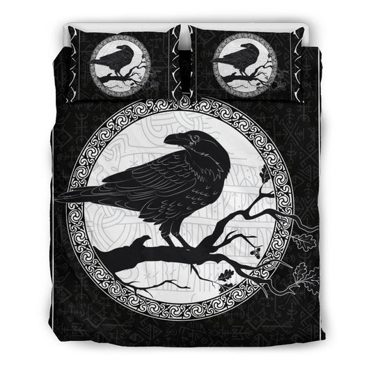 Viking bedding set - Raven and oak branch NN8 - Amaze Style™-BEDDING SETS