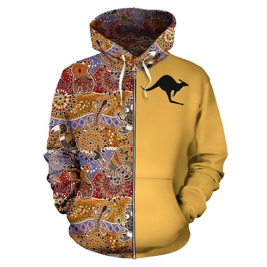 Australia Hoodie Aboriginal Kangaroo In My Heart NNK 1415 - Amaze Style™-Apparel