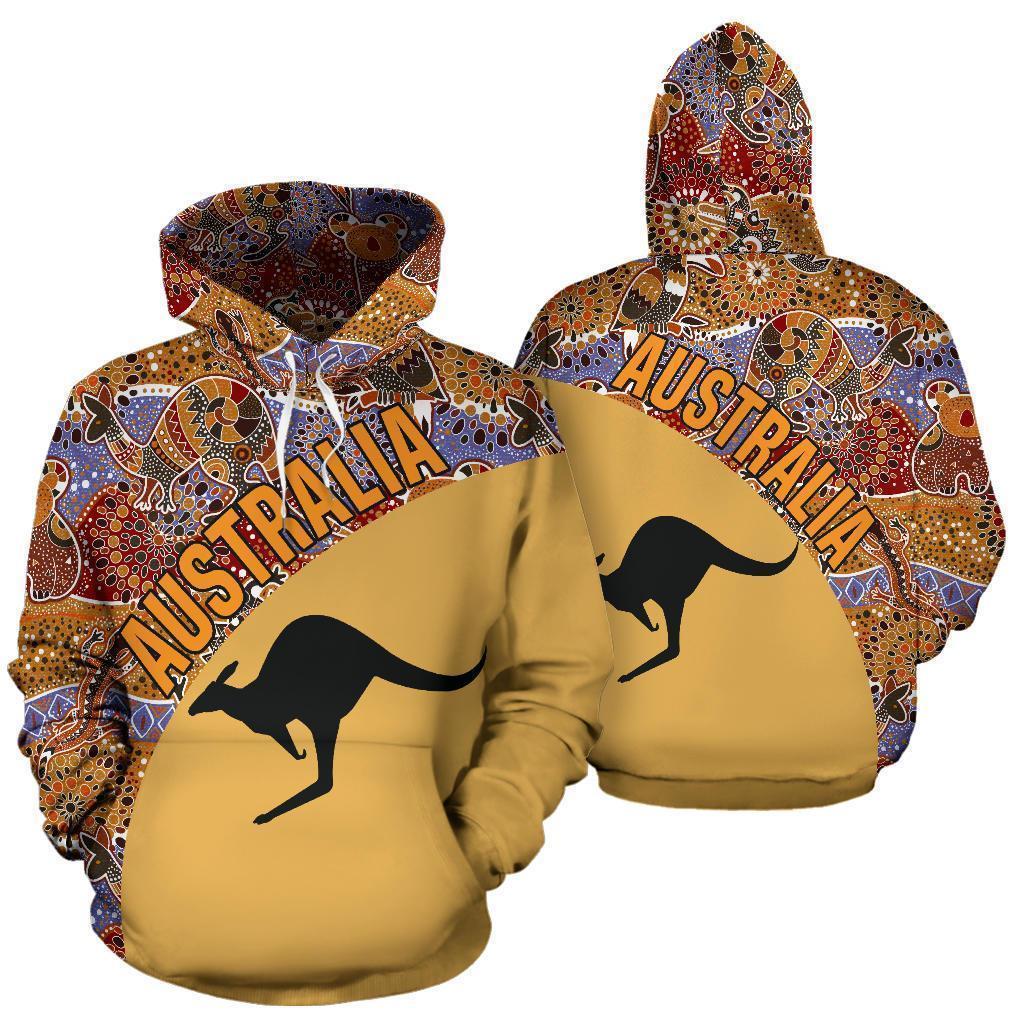 Australia Hoodie Aboriginal Wave Kangaroo NNK 1418 - Amaze Style™-Apparel