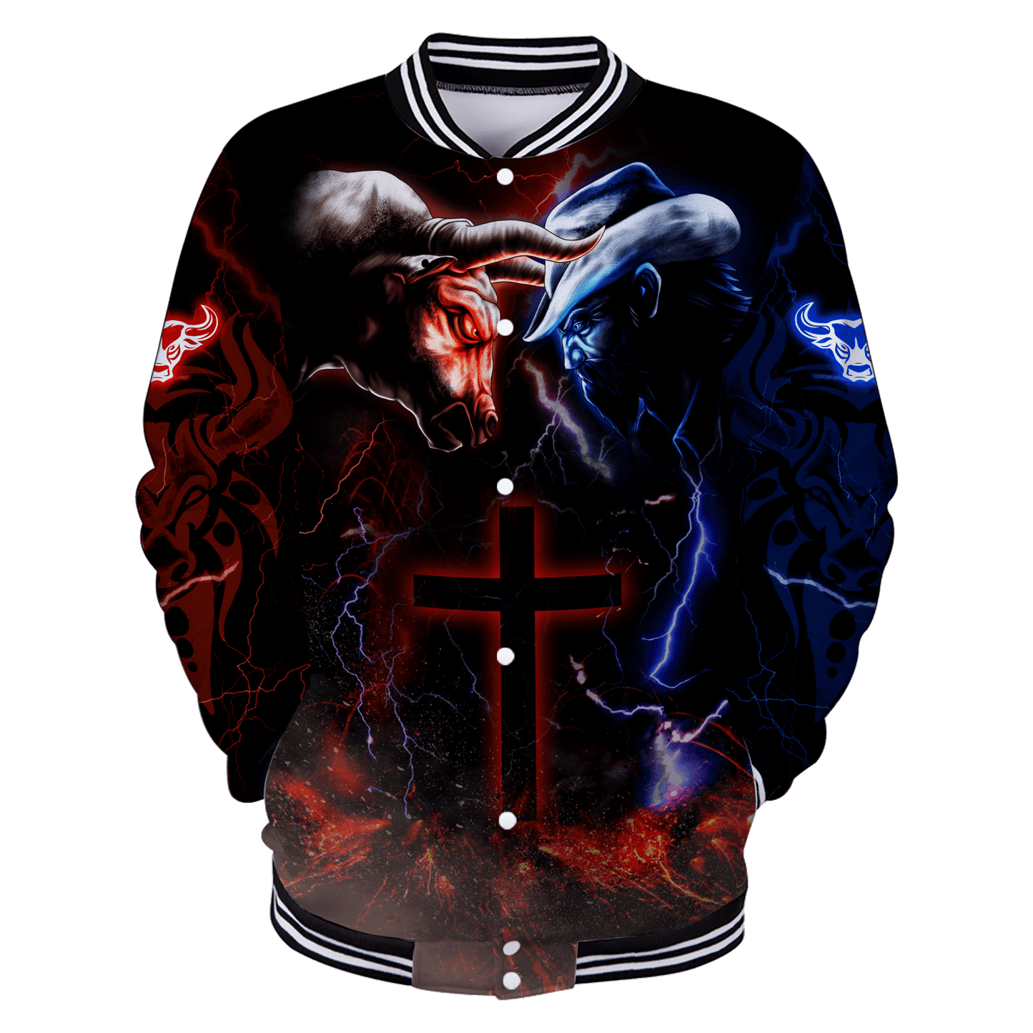 Tmarc Tee Bull Riding Red Blue Fight Cross 3D All Over Printed Unisex Shirts