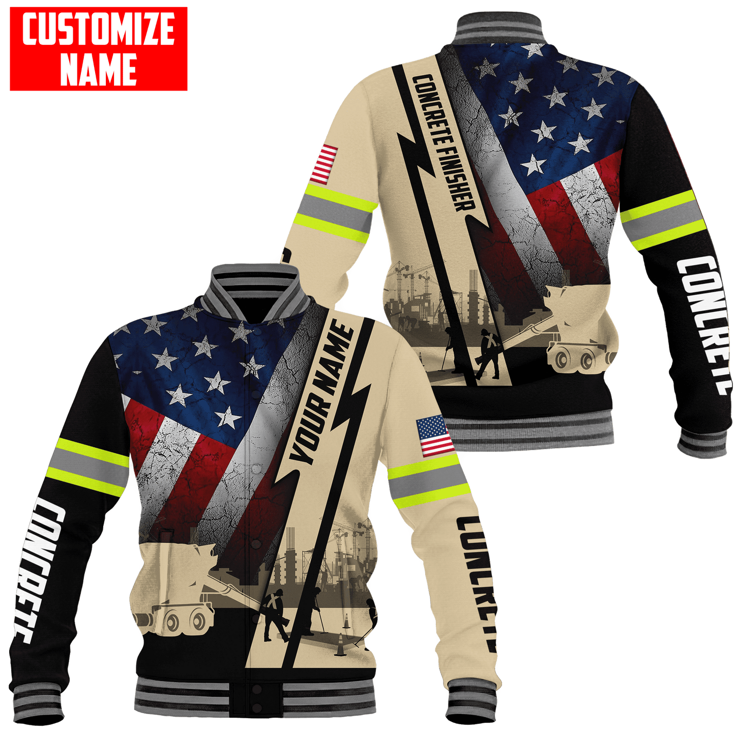 US Concrete Finisher Custom name 3D printed shirts