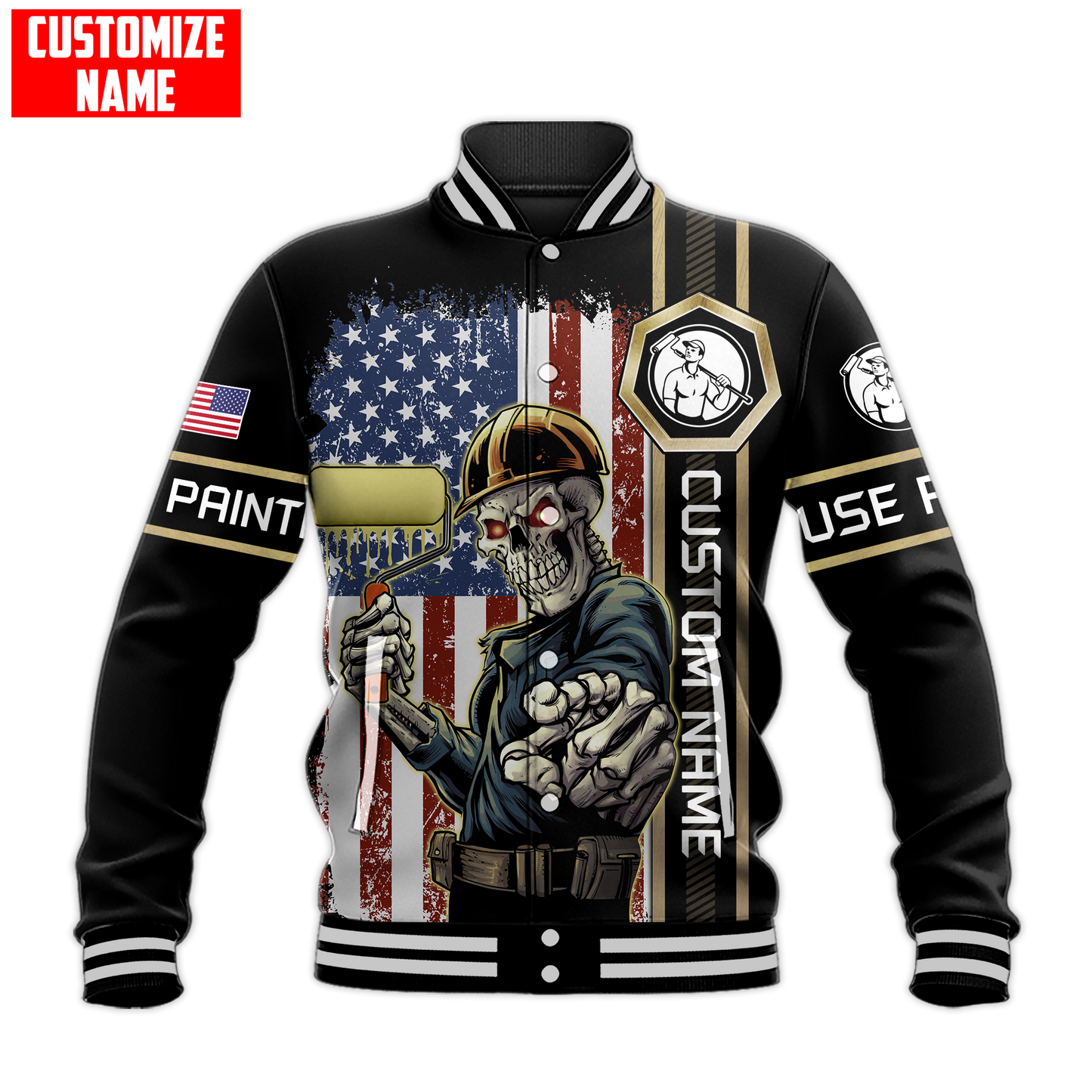 Tmarc Tee Personalized Name American Painter 3D All Over Printed Unisex Shirts Skull