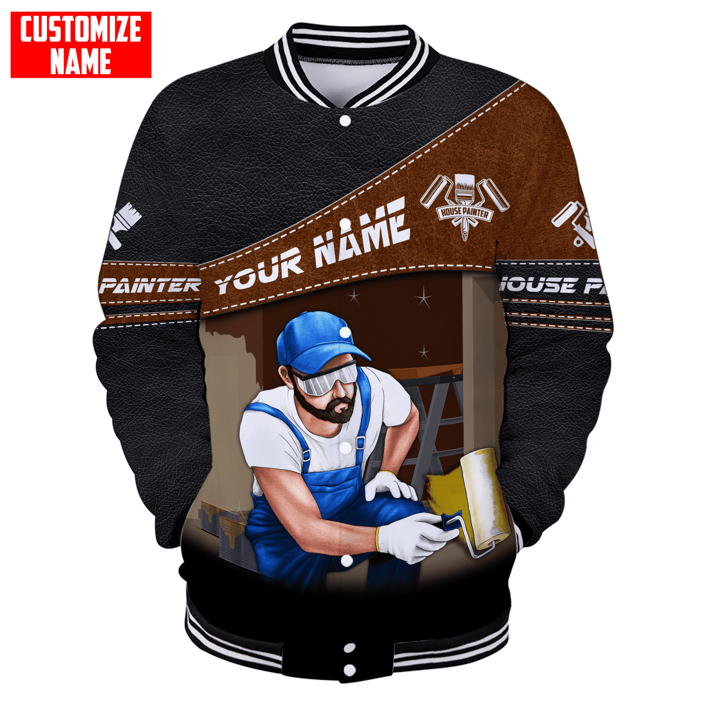 Tmarc Tee Personalized Name Painter 3D All Over Printed Unisex Shirts Leather Texture