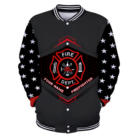 Customize Name Firefighter Baseball Jacket 3D All Over Printed Shirts MH22032102