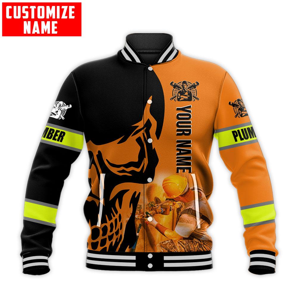 Tmarc Tee Personalized Plumber Orange Skull Apparel