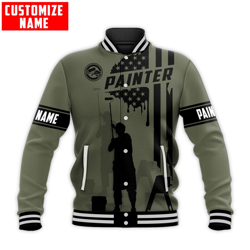 Tmarc Tee Personalized Name American Painter 3D All Over Printed Unisex Shirts Green