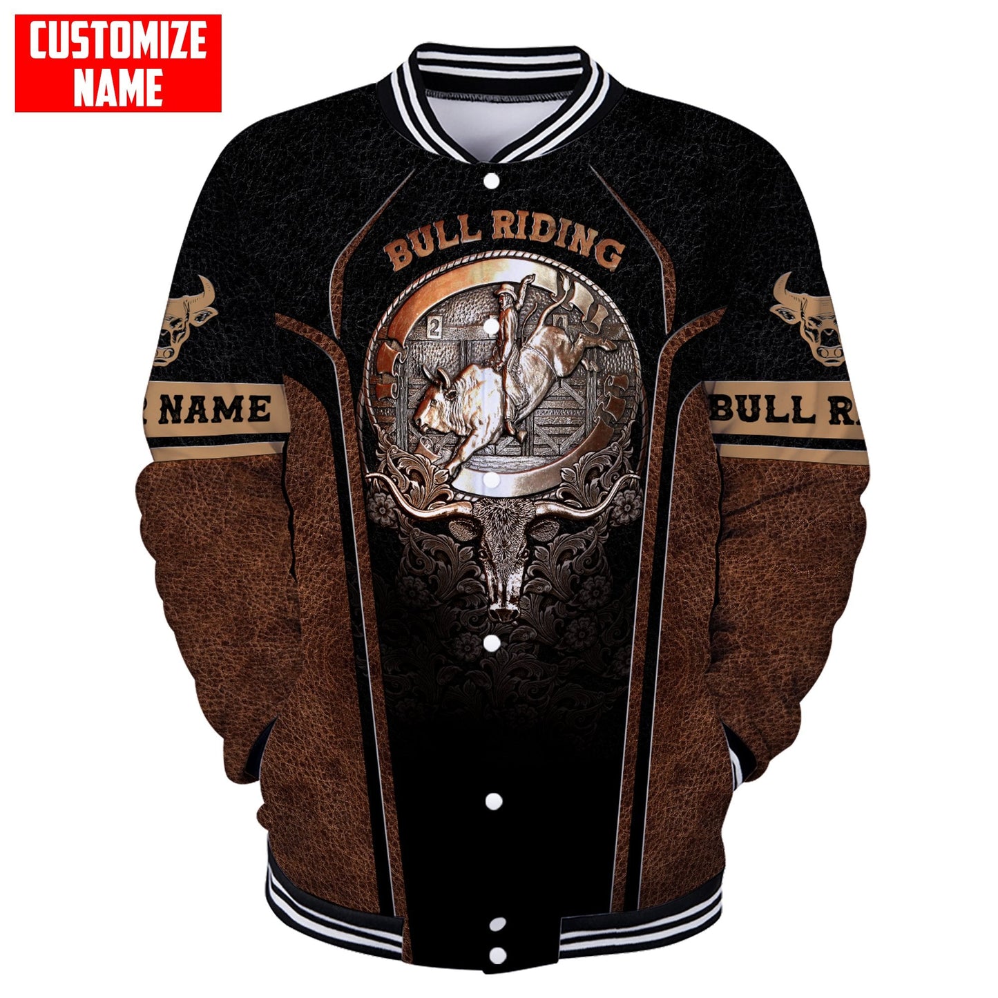 Tmarc Tee Personalized Name Bull Riding Metal Logo 3D All Over Printed Unisex Shirts