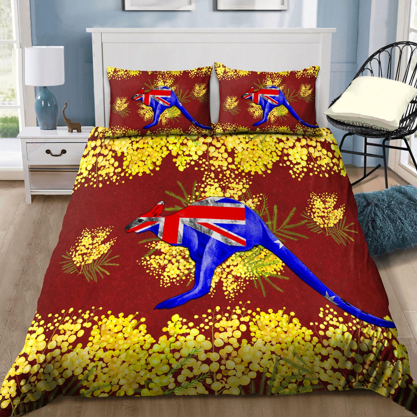 Tmarc Tee Australia Kangaroo Golden Wattle bedding set