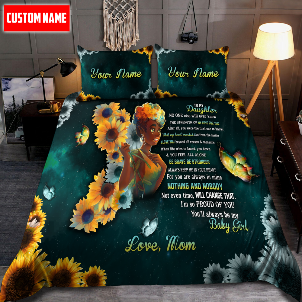 To My Daughter Black Girl  Custom Name Duvet Cover Set Bedding Set