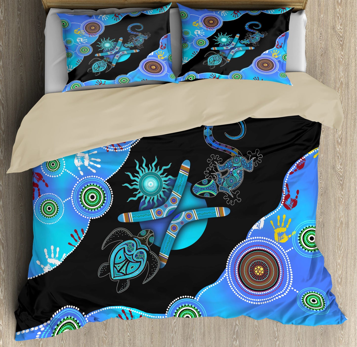 Aboriginal Naidoc Week 2021 Blue Turtle Lizard Bedding set