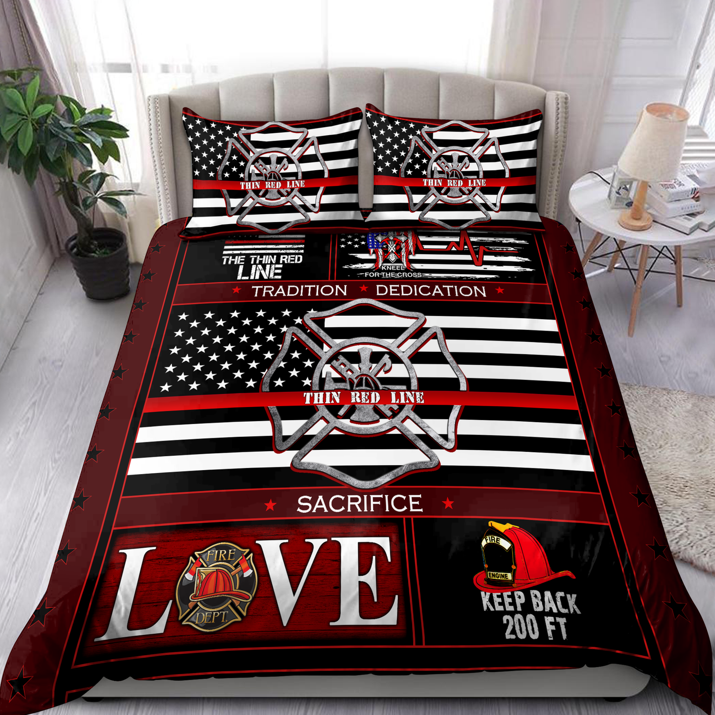 Love Firefighter Bedding Set