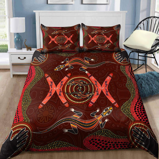 Aboriginal Lizards Boomerang Bedding Set TN