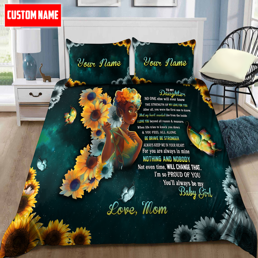 To My Daughter Black Girl  Custom Name Duvet Cover Set Bedding Set