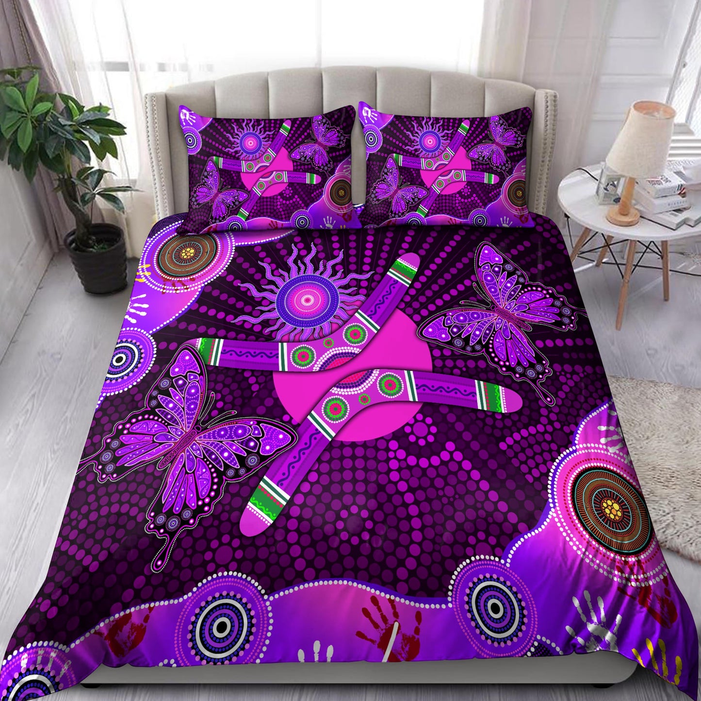 Aboriginal Naidoc Week 2021 Purple Butterflies Bedding set