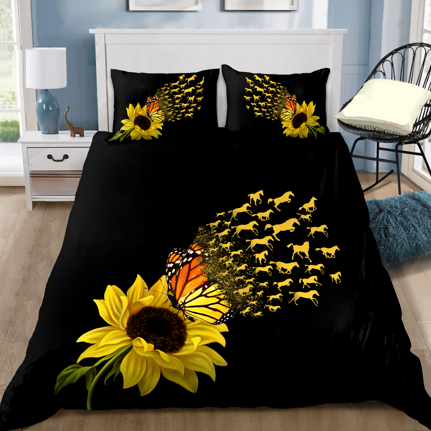 Butterfly and Horse 3D All Over Printed Bedding Set
