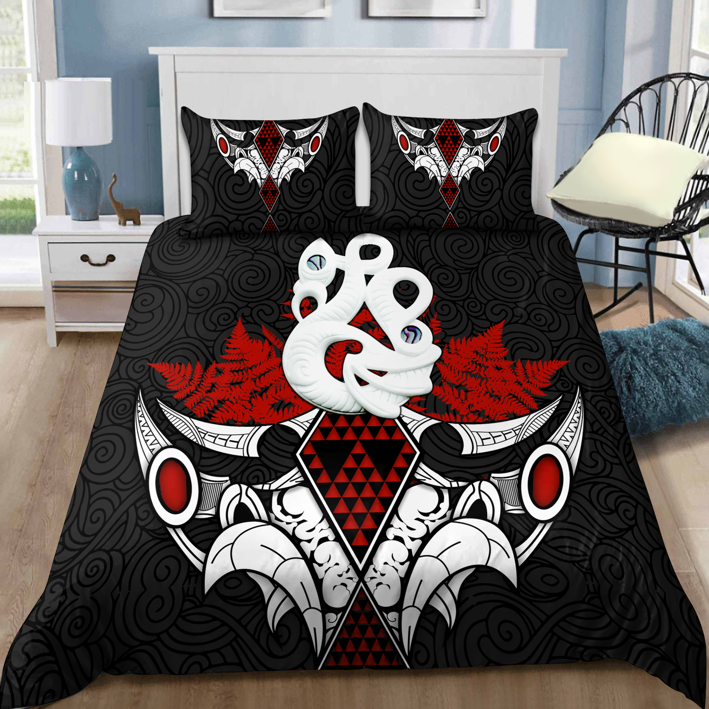 Aotearoa Bedding Set Manaia Maori Tattoo Papua Shell