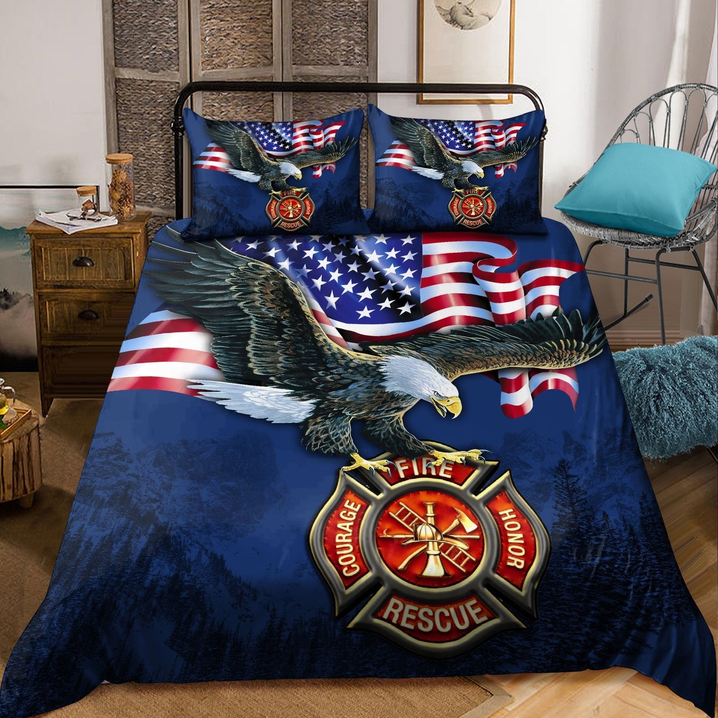 Love Firefighter Bedding Set