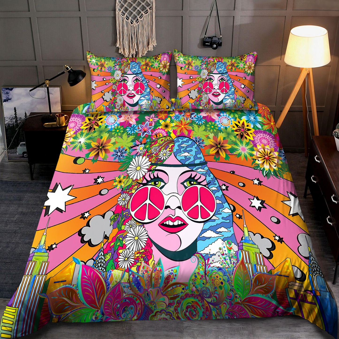 The World Of Hippie Girl Bedding Set