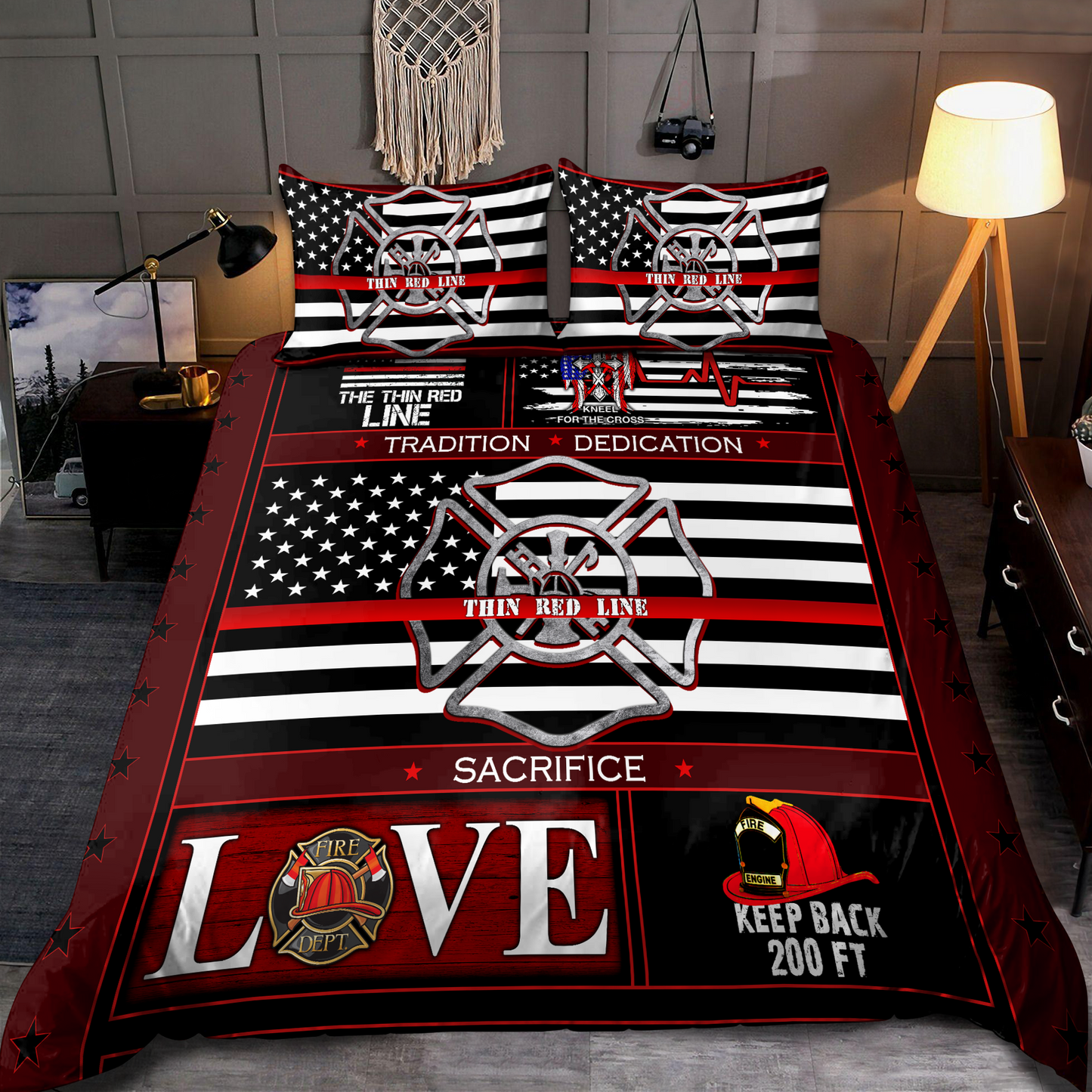 Love Firefighter Bedding Set