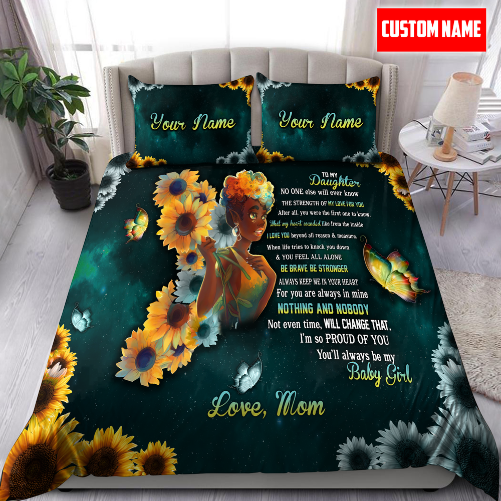 To My Daughter Black Girl  Custom Name Duvet Cover Set Bedding Set