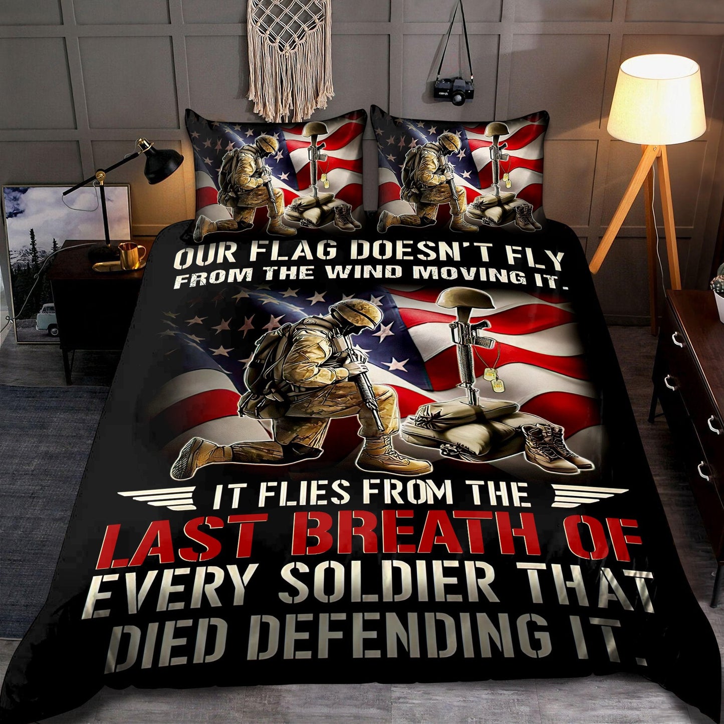 US Veteran Flag old Soldier bedding set Proud Military