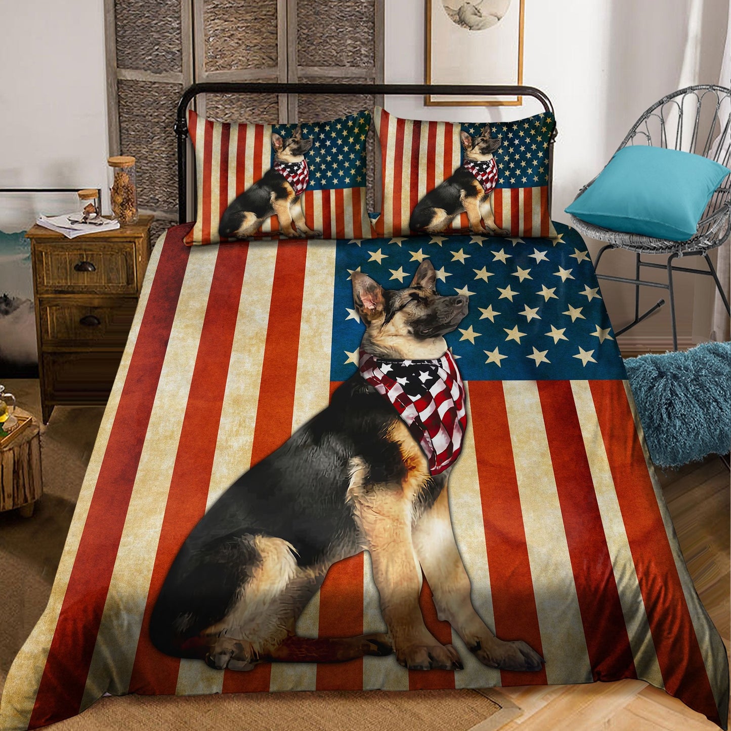 German Shepherd American Flag Bedding Set NTN29052107