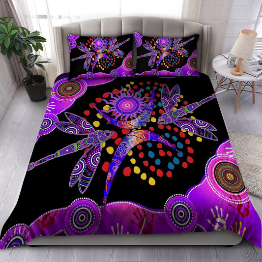 Aboriginal Naidoc Week 2021 Purple Dragonfly Bedding set