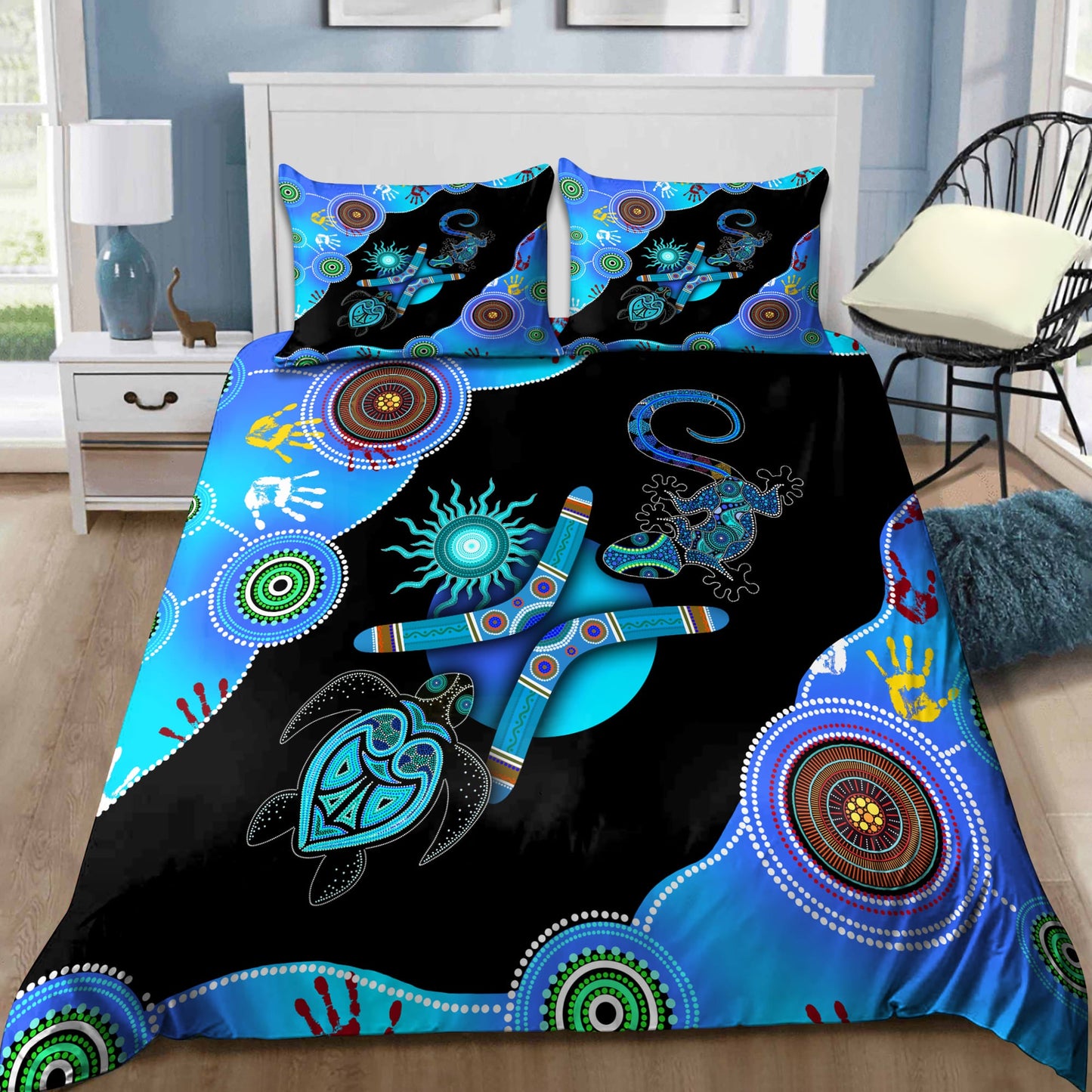 Aboriginal Naidoc Week 2021 Blue Turtle Lizard Bedding set