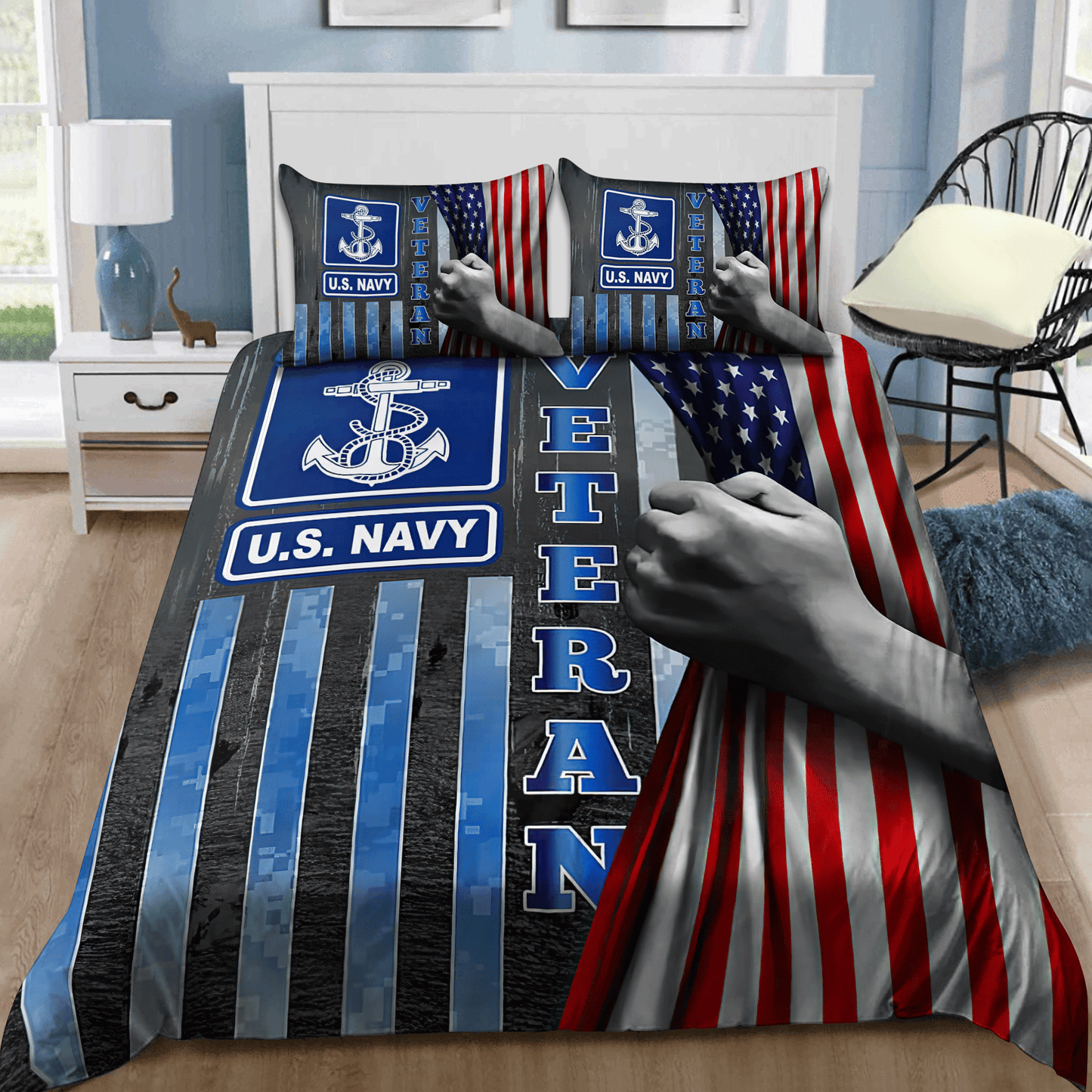 US Navy Veteran Bedding Set Proud Military