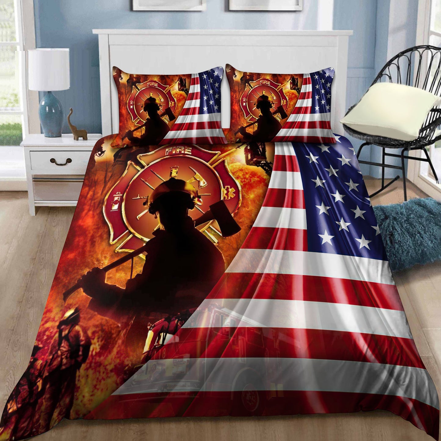 Respectful Firefigter Bedding Set