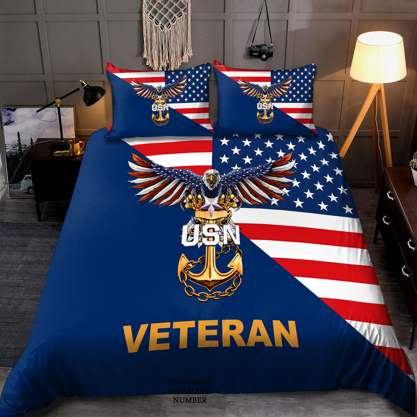 US Navy Veteran Eagle Bedding Set Proud Military
