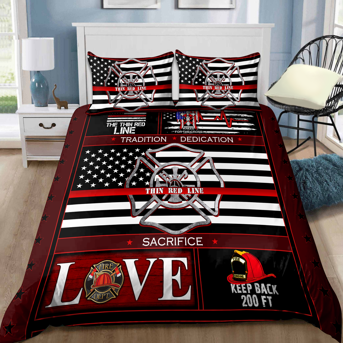 Love Firefighter Bedding Set