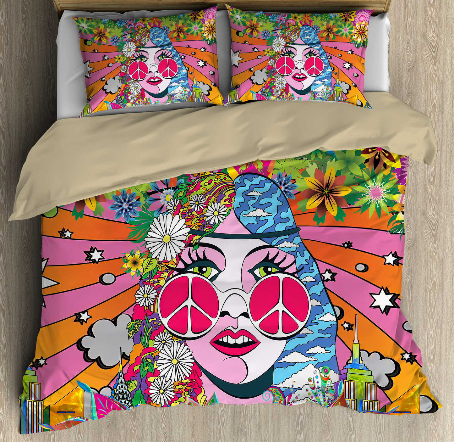 The World Of Hippie Girl Bedding Set