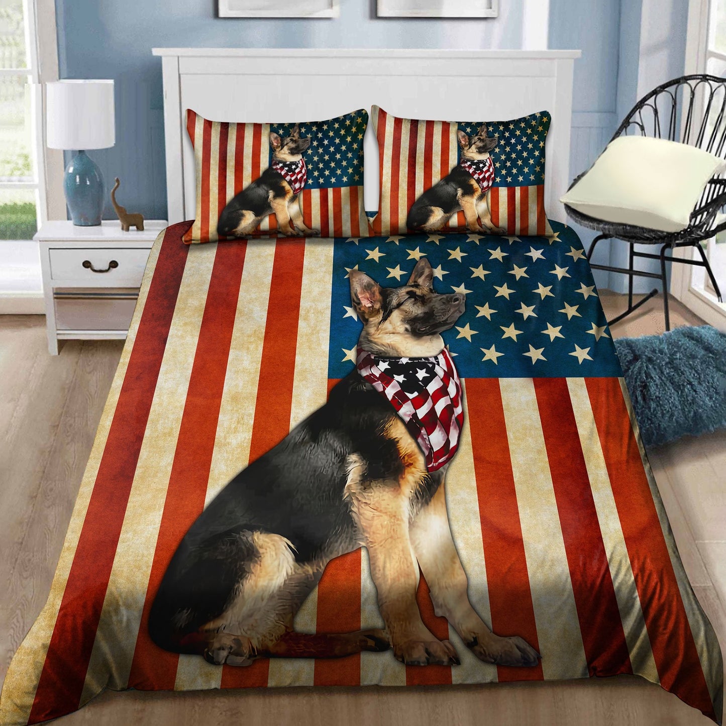German Shepherd American Flag Bedding Set NTN29052107