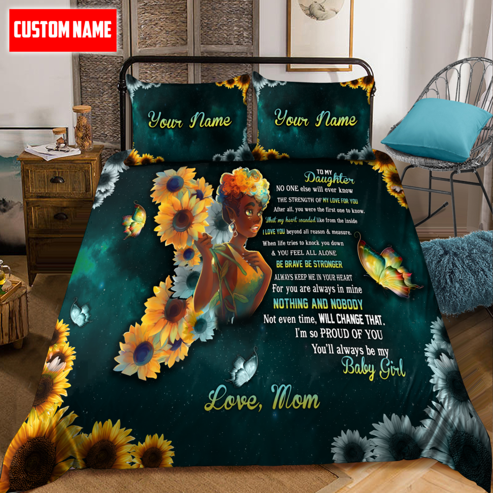 To My Daughter Black Girl  Custom Name Duvet Cover Set Bedding Set