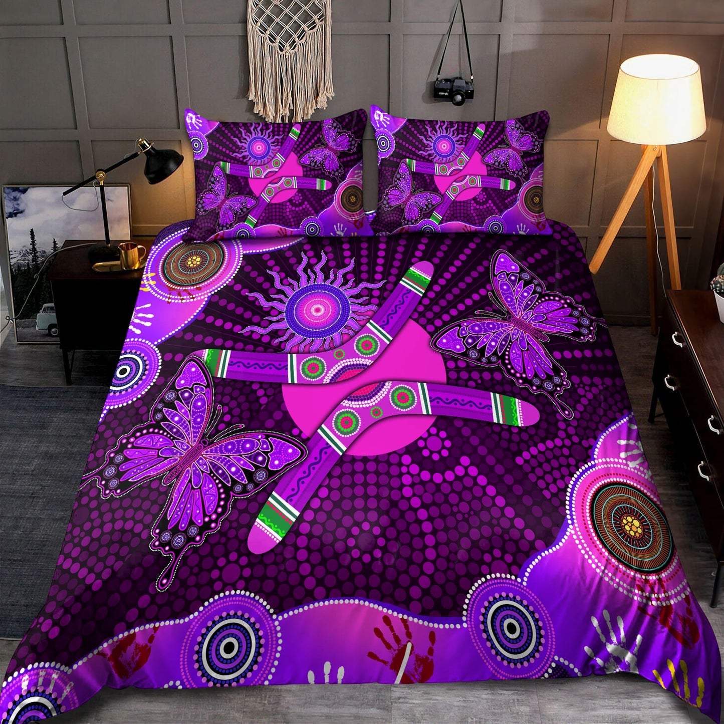 Aboriginal Naidoc Week 2021 Purple Butterflies Bedding set