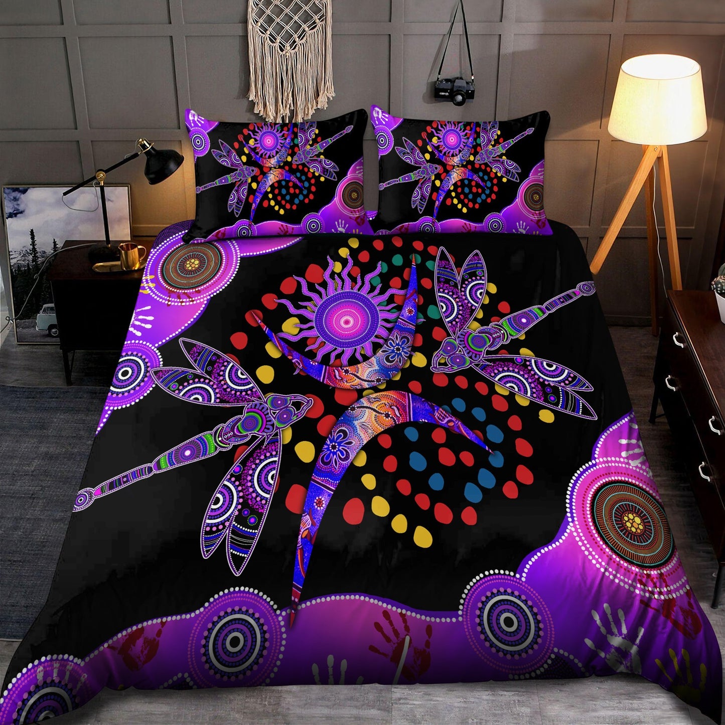 Aboriginal Naidoc Week 2021 Purple Dragonfly Bedding set