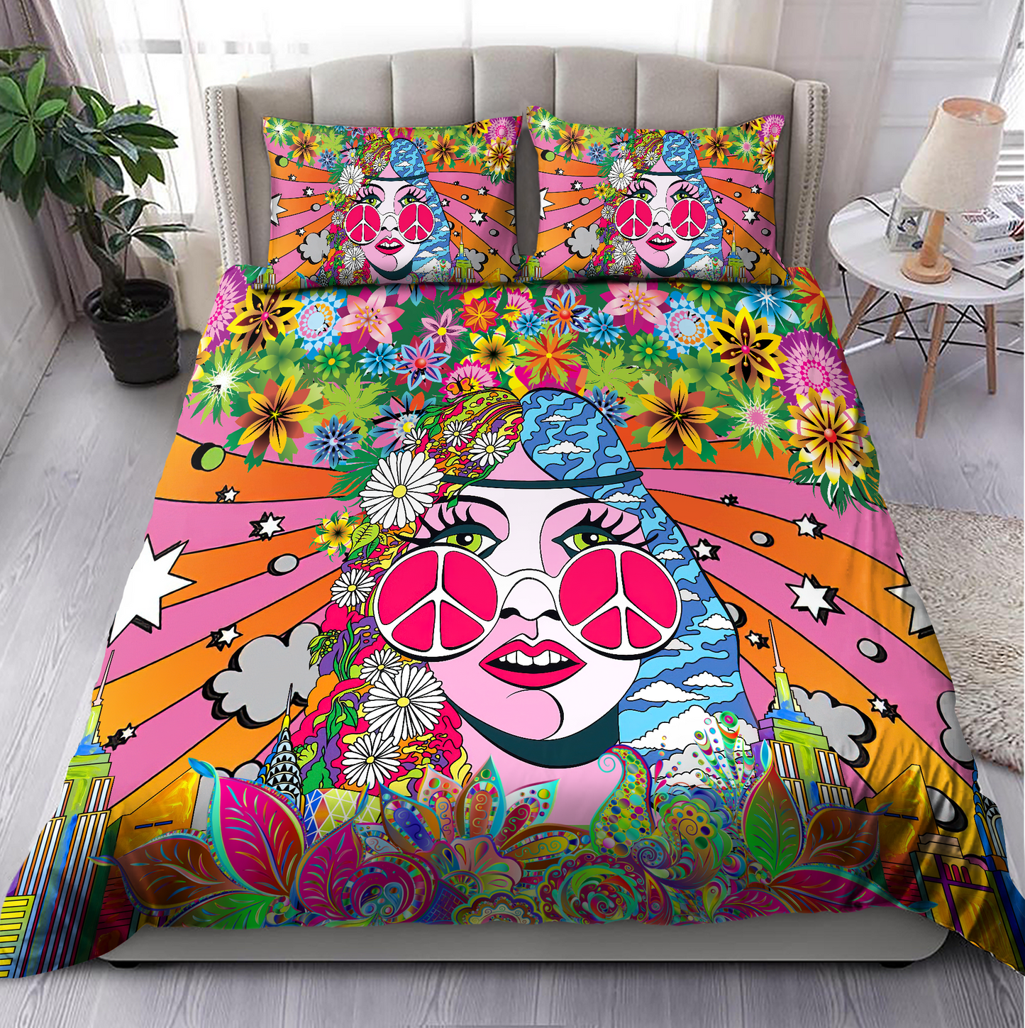 The World Of Hippie Girl Bedding Set