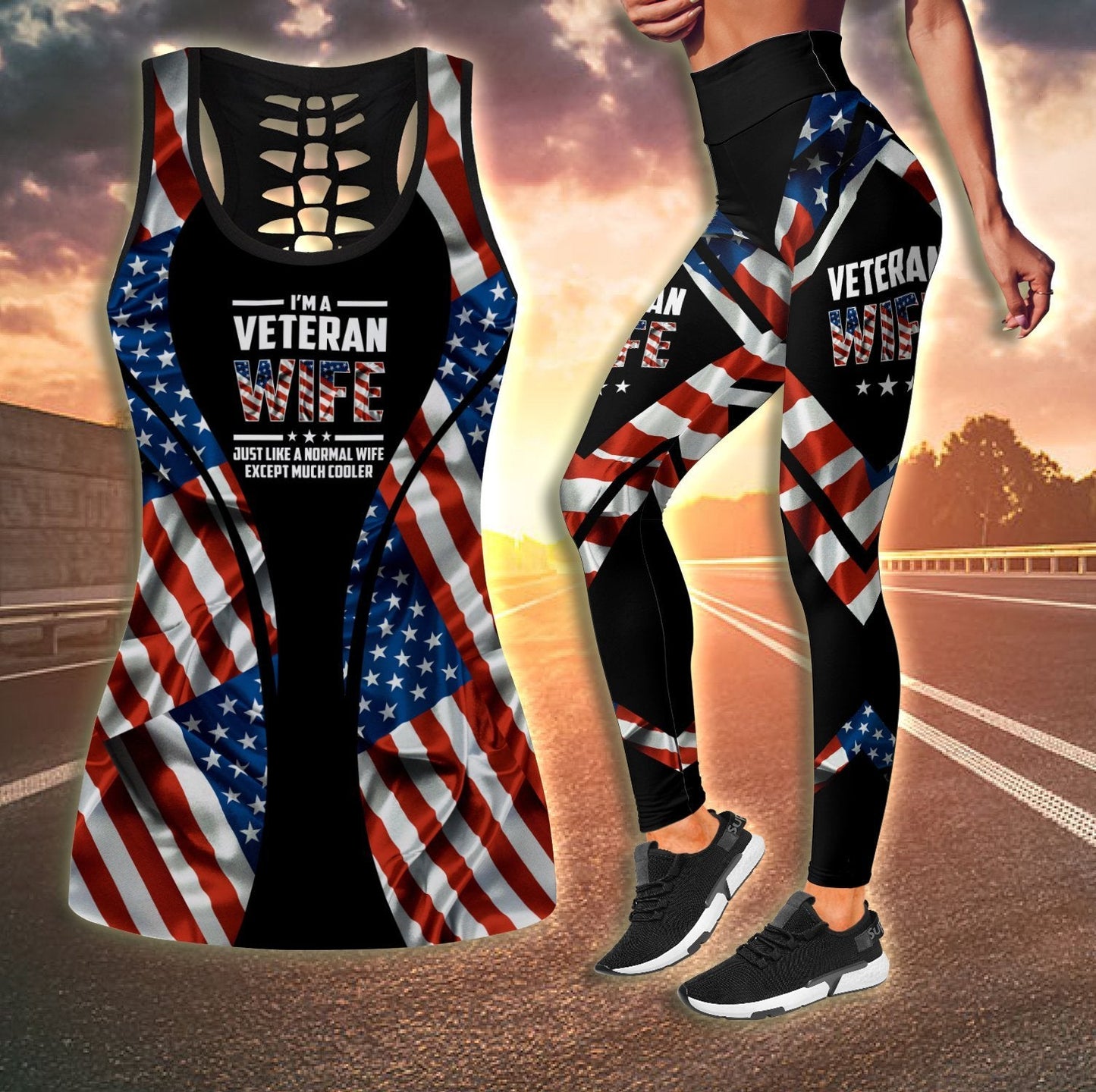 US Veteran Wife Combo (Legging+Tank) for women