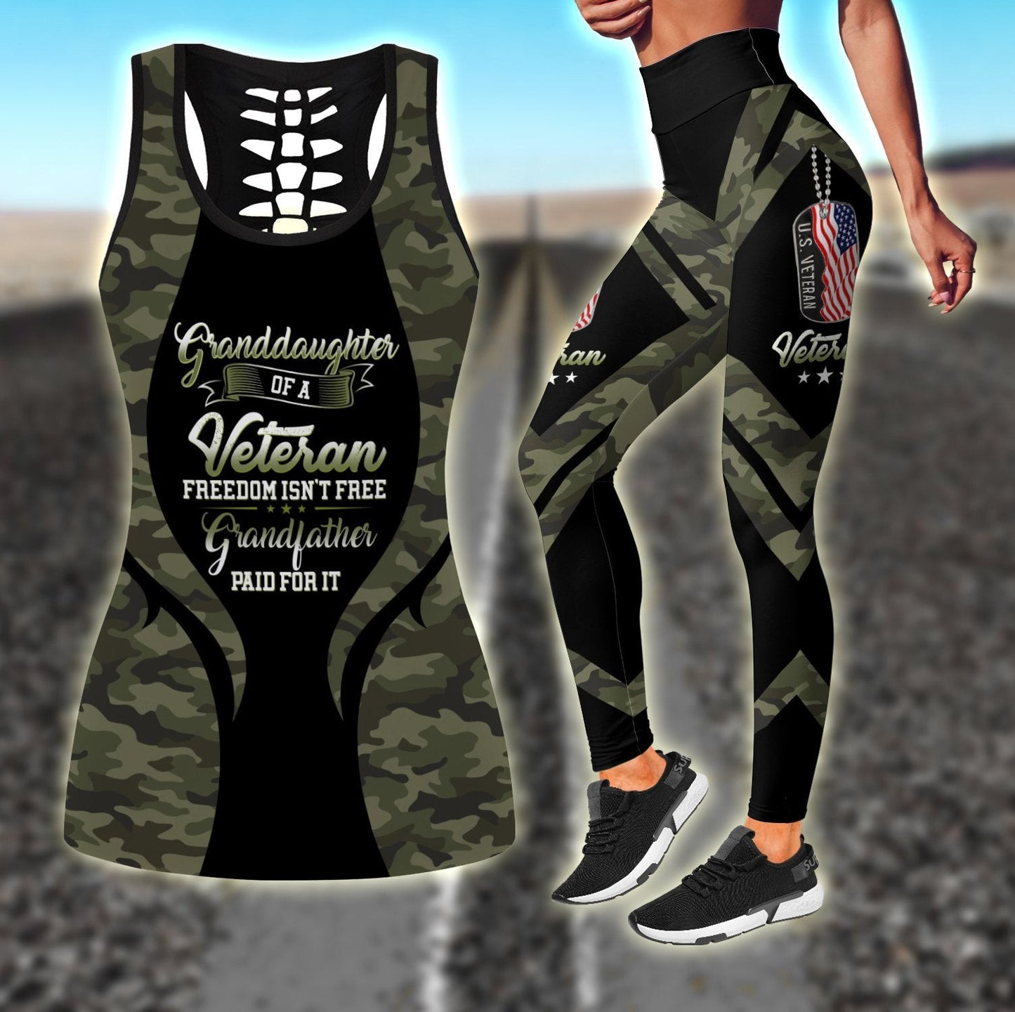 US Veteran Granddaughter Combo (Legging+Tank) for women Proud Military