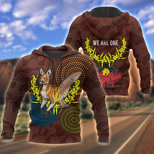 We are one Koori and Australia all over shirt for men and women brown TR030401 - Amaze Style™-Apparel