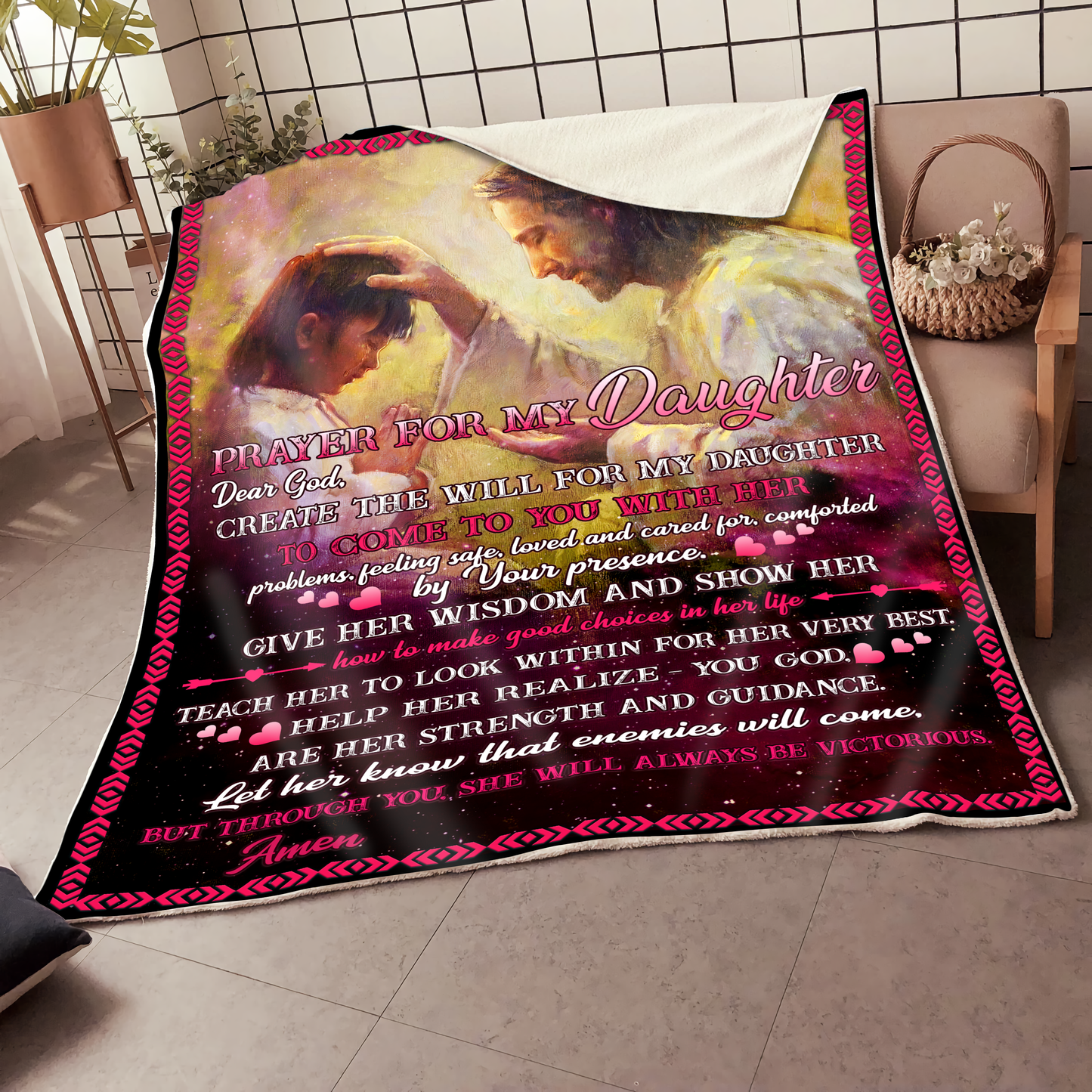 To My Daughter Sherpa Blanket TT