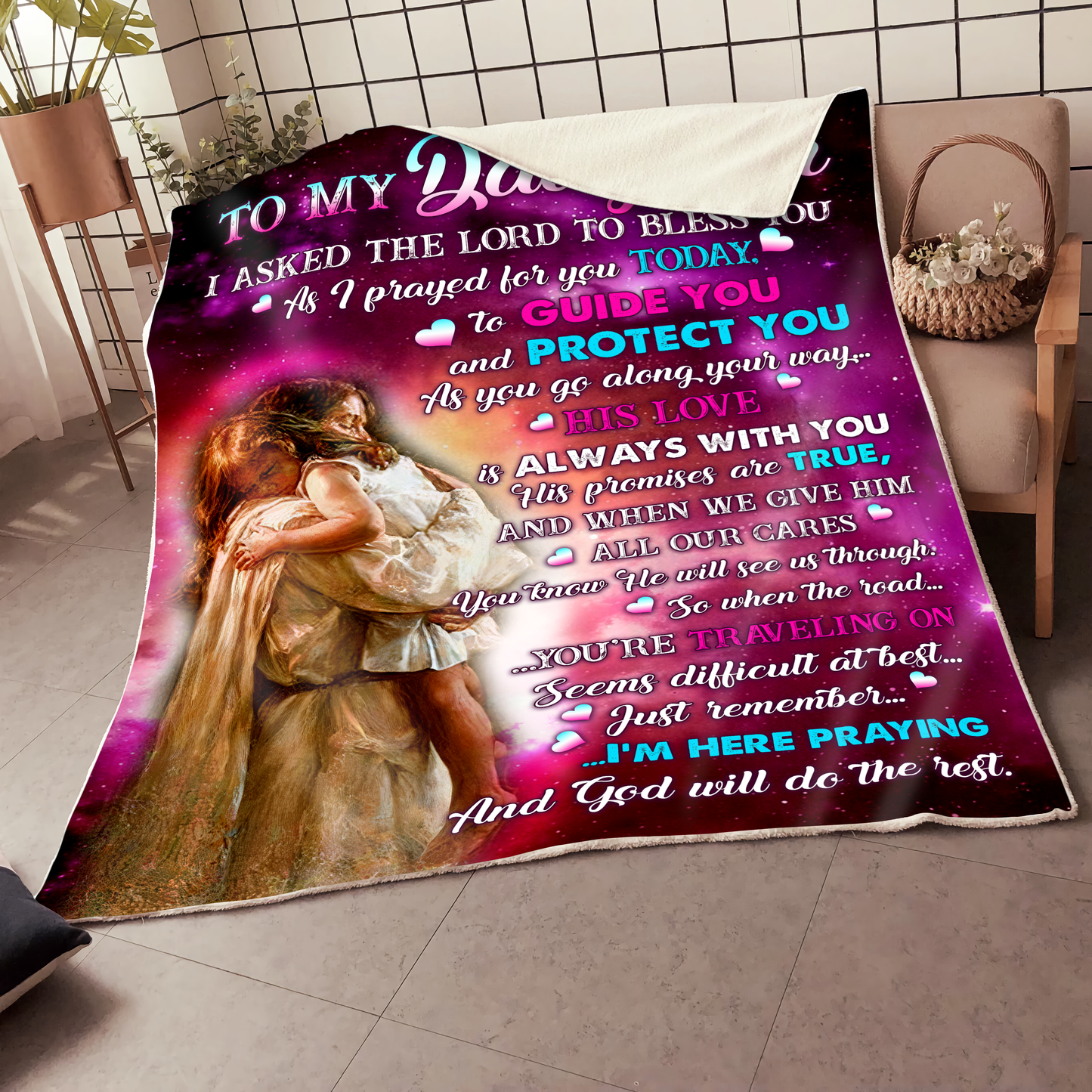 To My Daughter Sherpa Blanket TT