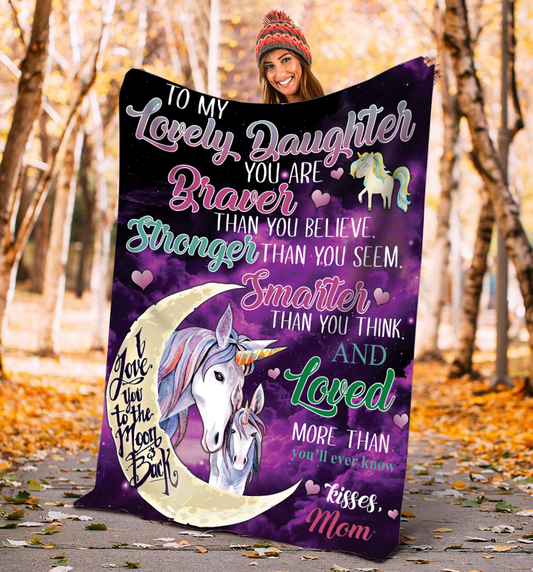 To my Daughter Unicorn Sherpa Blanket Letter - Best Gift for Christmas - Sherpa Blanket DL