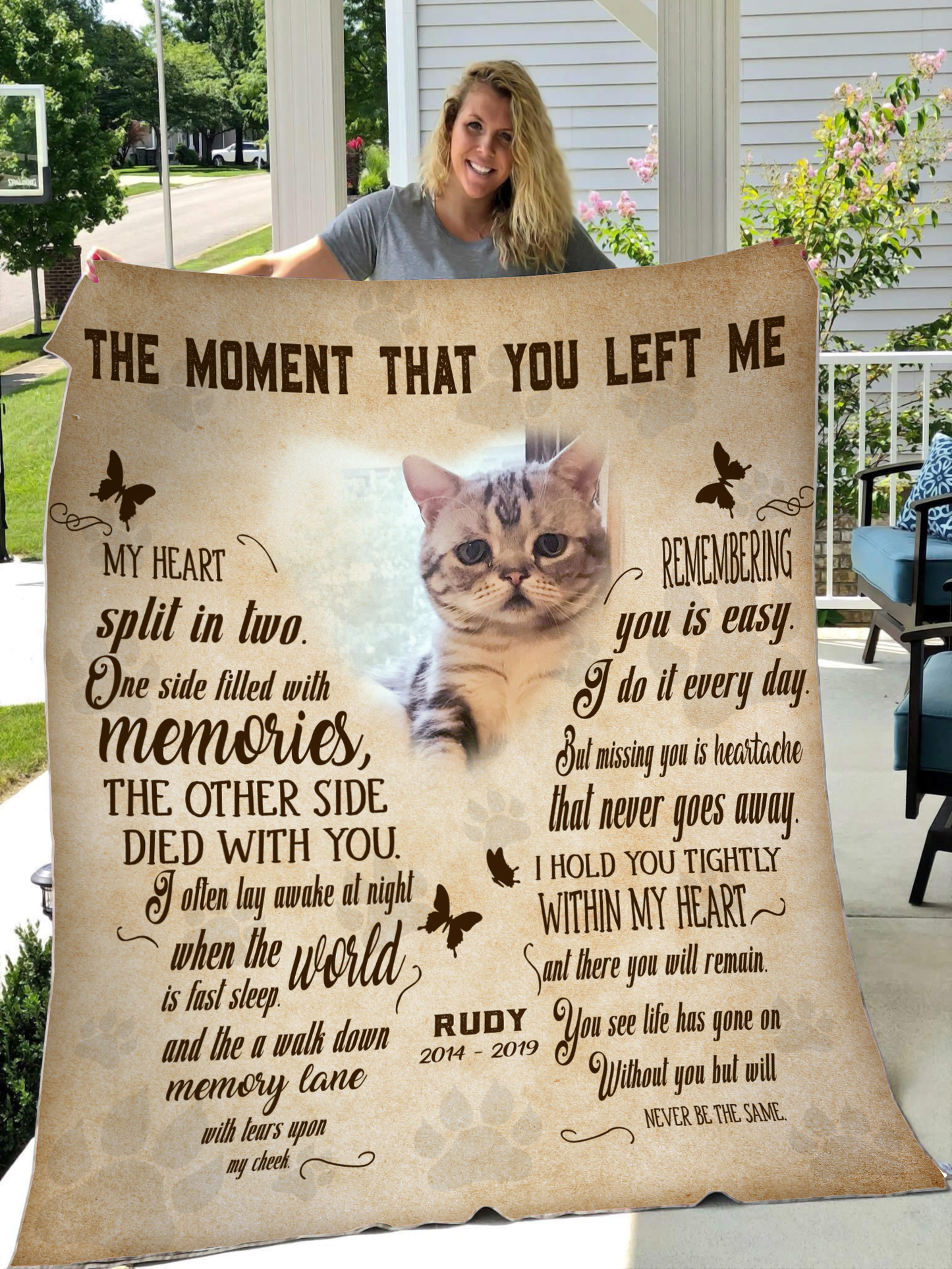 The Moment That You Left Me My Heart Split In Two Customized Pet Photo Blanket Memorial Gift
