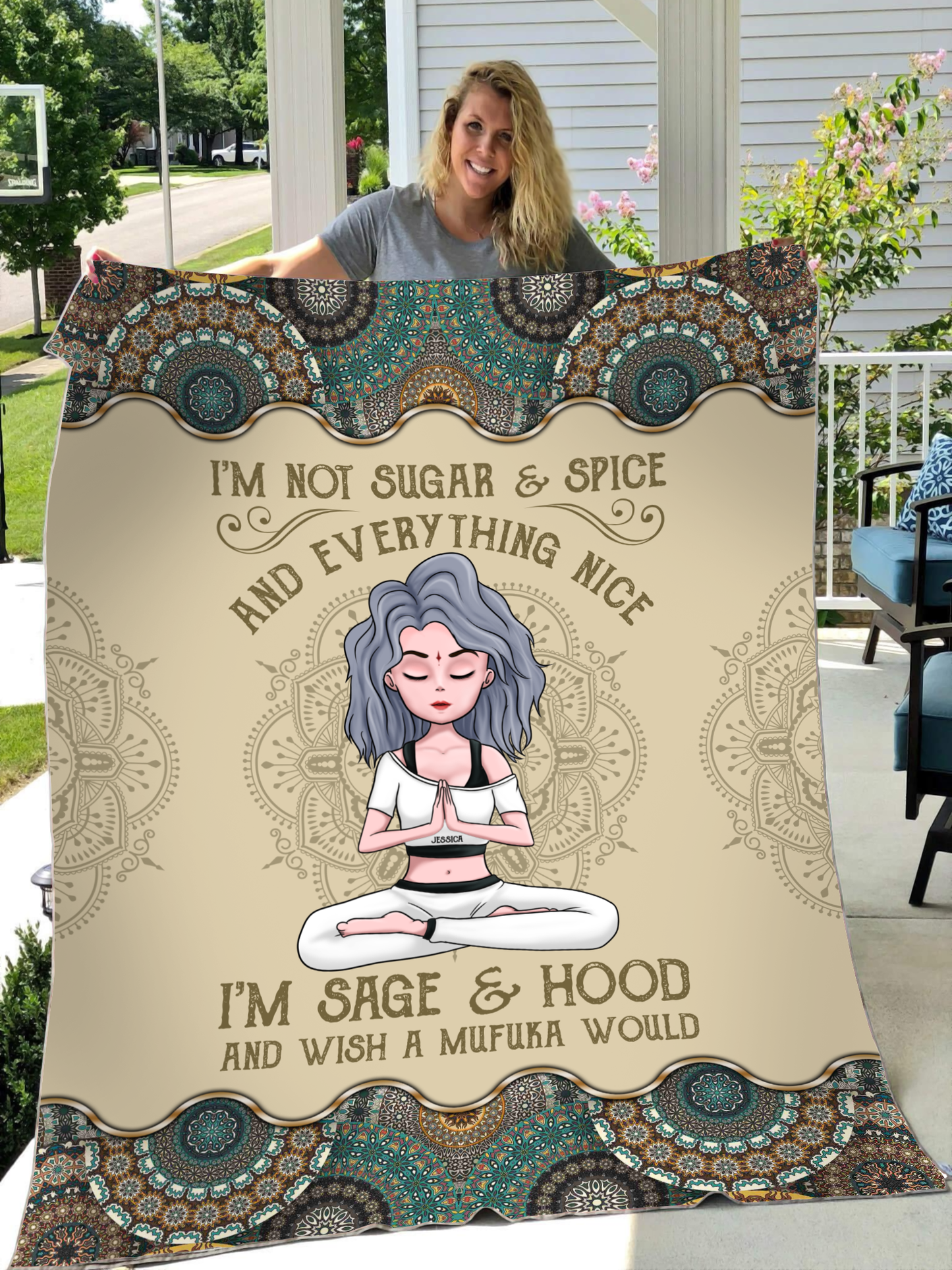 Wish A Mufuka Would - Personalized Blanket - Birthday Gift For Yoga Lover