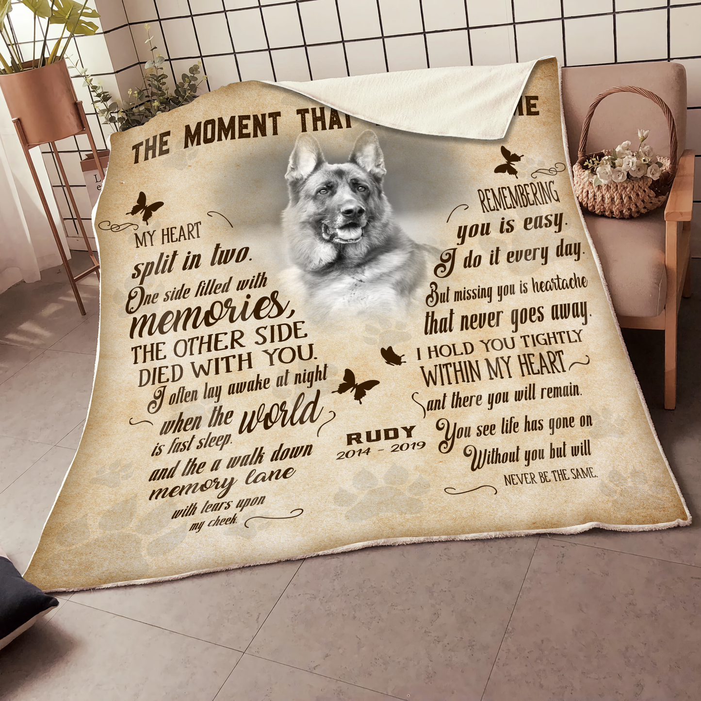 The Moment That You Left Me My Heart Split In Two Customized Pet Photo Blanket Memorial Gift